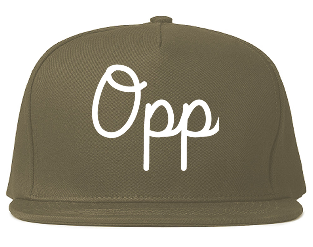 Opp Alabama AL Script Mens Snapback Hat Grey