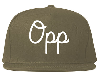 Opp Alabama AL Script Mens Snapback Hat Grey