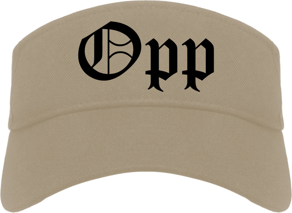 Opp Alabama AL Old English Mens Visor Cap Hat Khaki