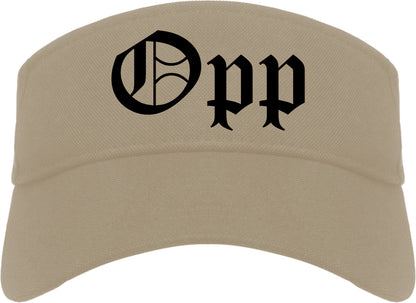 Opp Alabama AL Old English Mens Visor Cap Hat Khaki