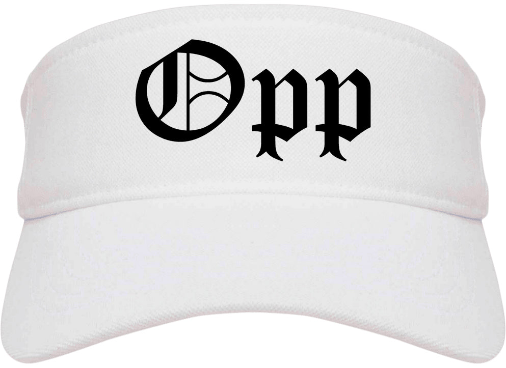 Opp Alabama AL Old English Mens Visor Cap Hat White