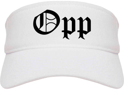 Opp Alabama AL Old English Mens Visor Cap Hat White
