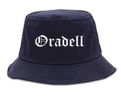 Oradell New Jersey NJ Old English Mens Bucket Hat Navy Blue