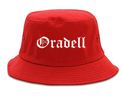 Oradell New Jersey NJ Old English Mens Bucket Hat Red