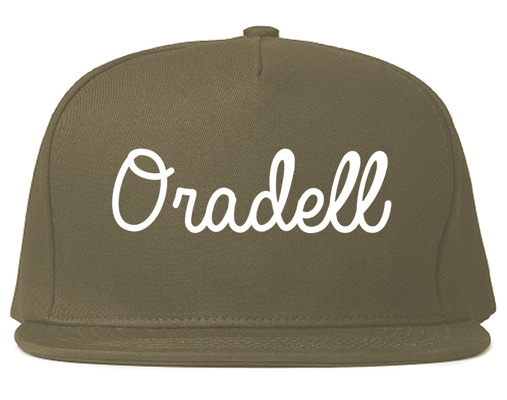 Oradell New Jersey NJ Script Mens Snapback Hat Grey