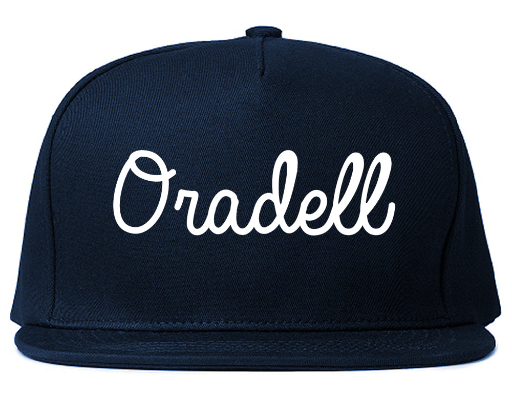 Oradell New Jersey NJ Script Mens Snapback Hat Navy Blue