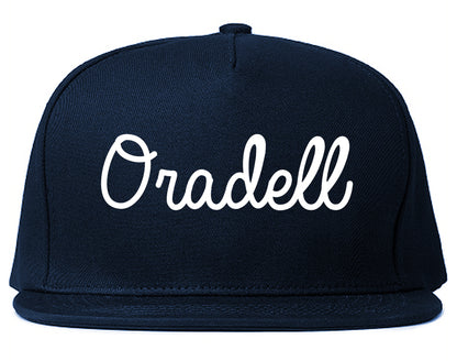 Oradell New Jersey NJ Script Mens Snapback Hat Navy Blue