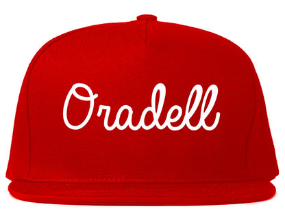 Oradell New Jersey NJ Script Mens Snapback Hat Red