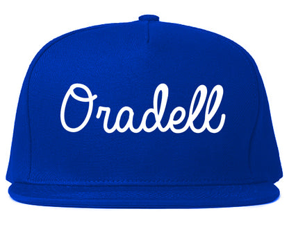Oradell New Jersey NJ Script Mens Snapback Hat Royal Blue