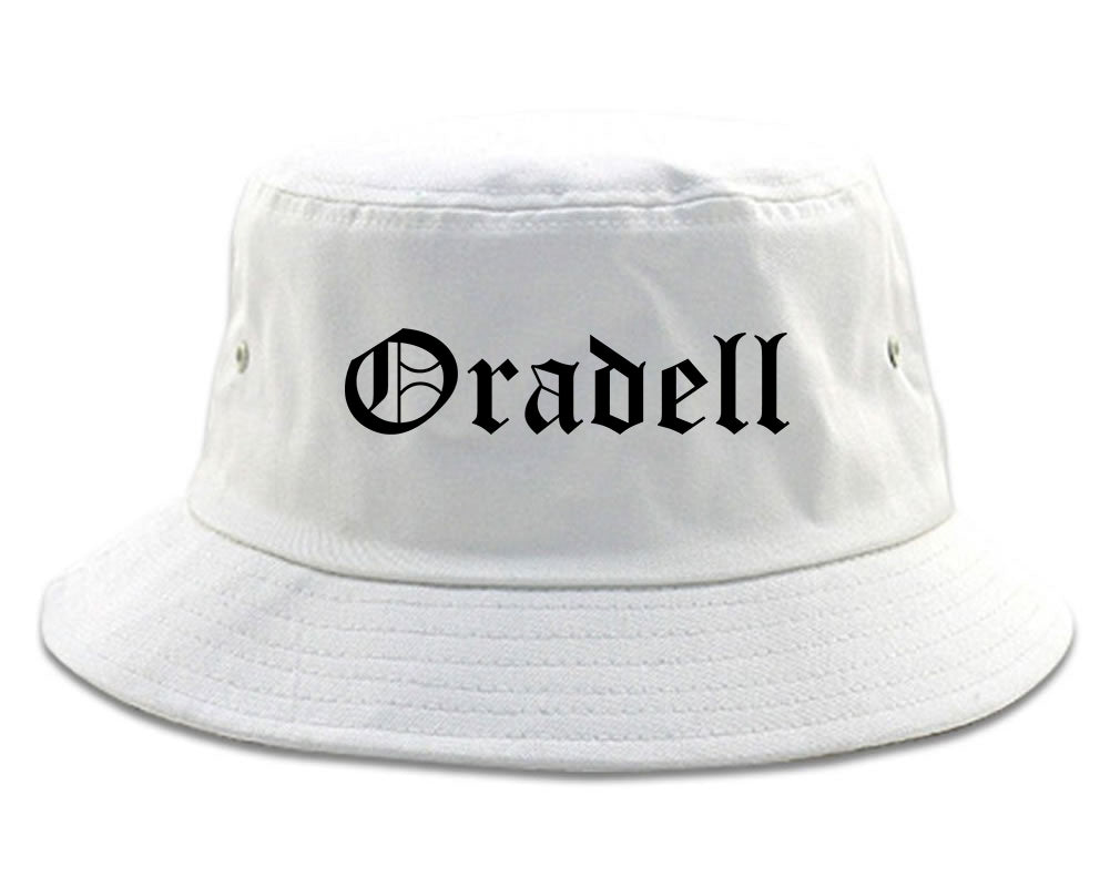 Oradell New Jersey NJ Old English Mens Bucket Hat White