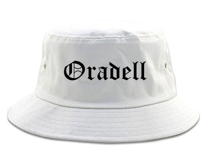 Oradell New Jersey NJ Old English Mens Bucket Hat White