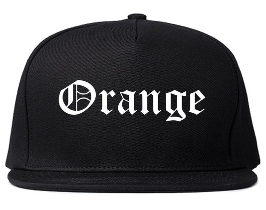 Orange California CA Old English Mens Snapback Hat Black