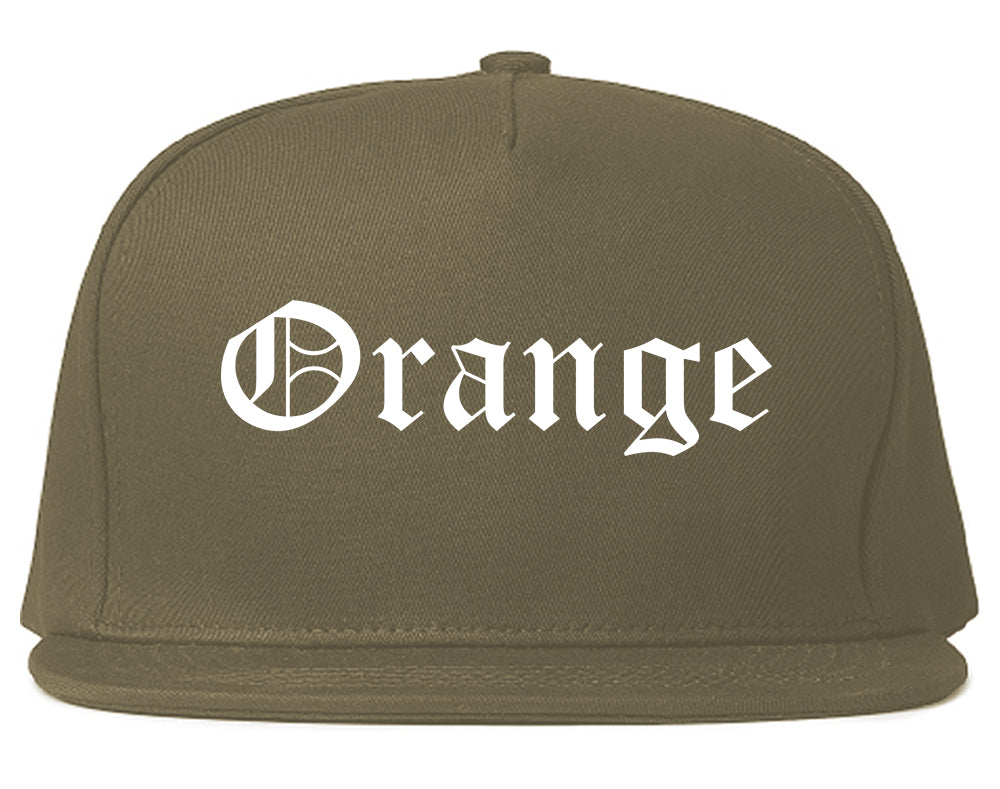Orange California CA Old English Mens Snapback Hat Grey