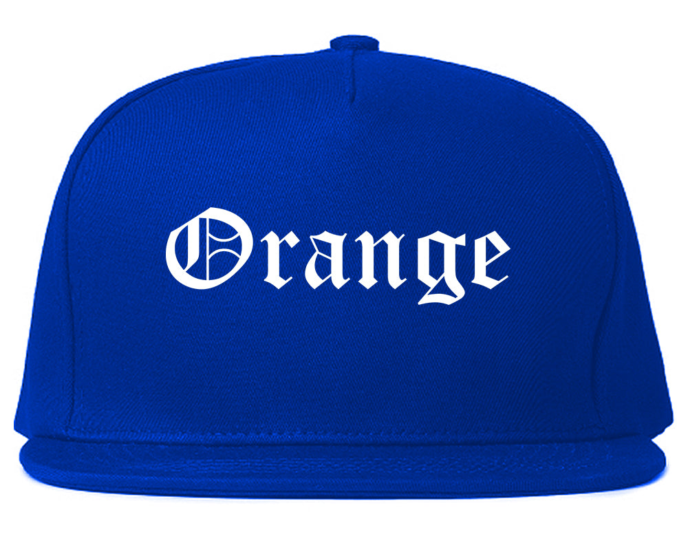 Orange California CA Old English Mens Snapback Hat Royal Blue