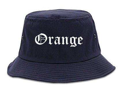 Orange California CA Old English Mens Bucket Hat Navy Blue