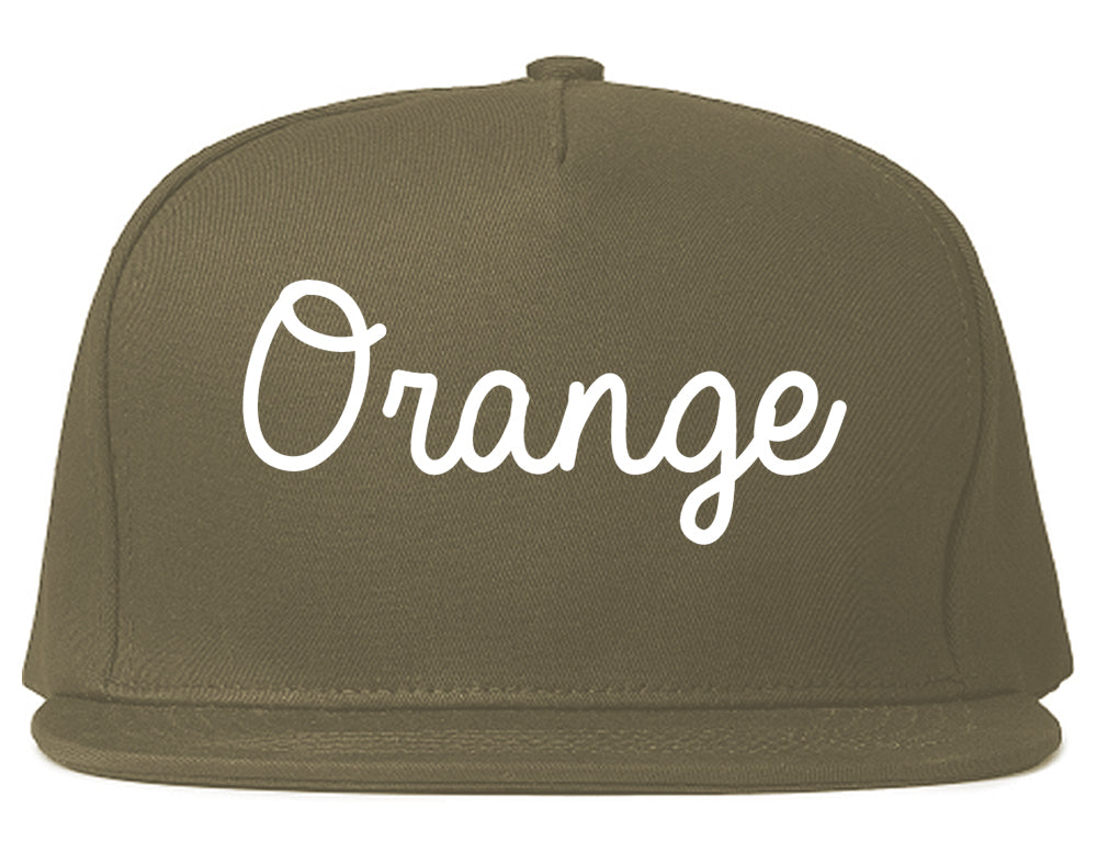 Orange California CA Script Mens Snapback Hat Grey