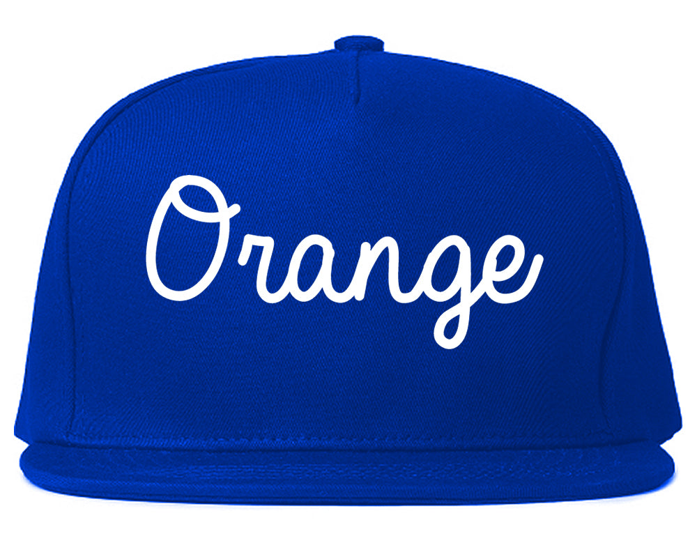 Orange California CA Script Mens Snapback Hat Royal Blue