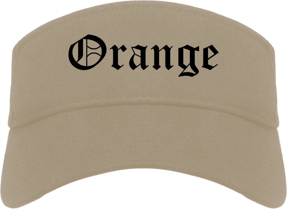 Orange California CA Old English Mens Visor Cap Hat Khaki