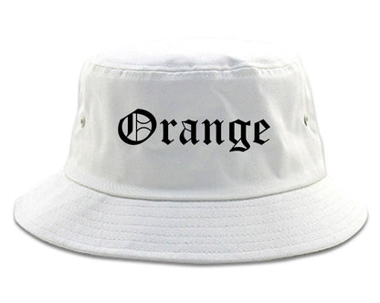 Orange California CA Old English Mens Bucket Hat White