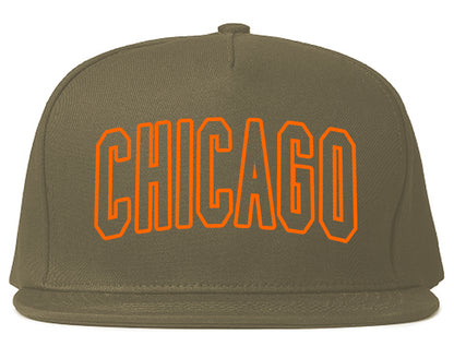 Orange Chicago Illinois Outline Mens Snapback Hat Grey