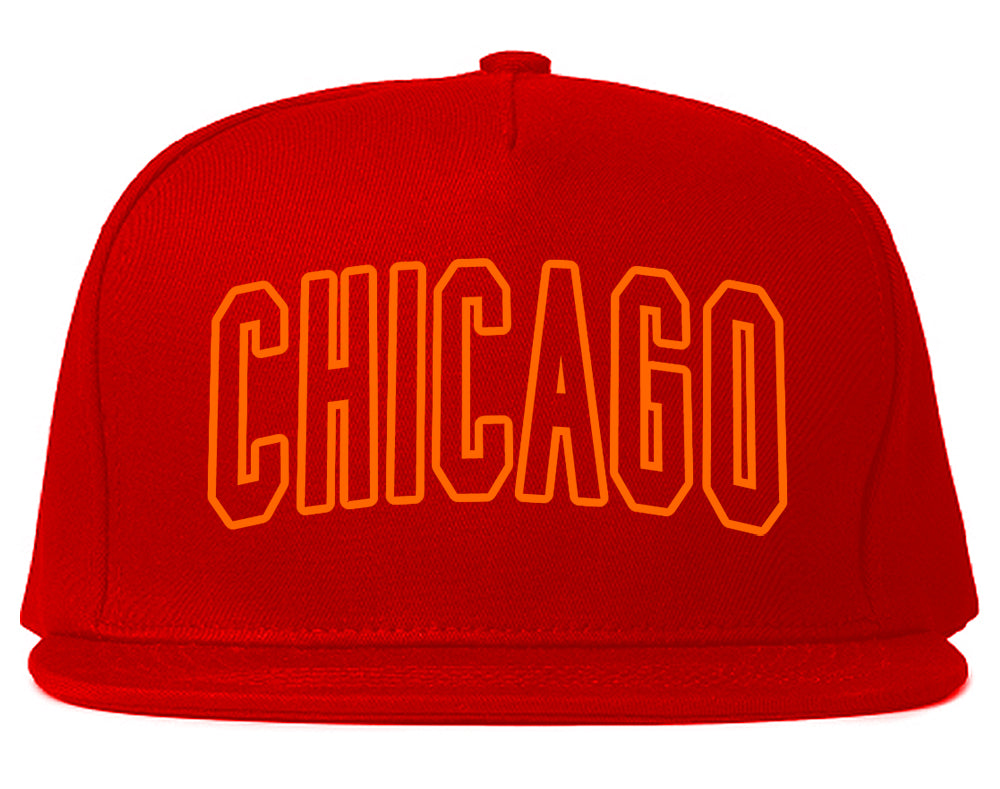 Orange Chicago Illinois Outline Mens Snapback Hat Red