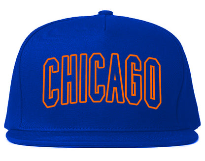 Orange Chicago Illinois Outline Mens Snapback Hat Royal Blue