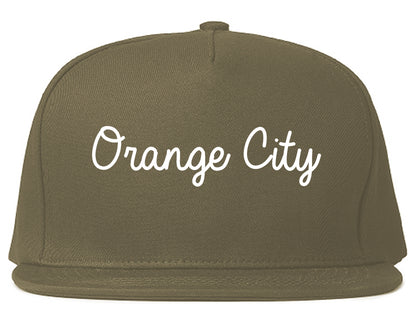 Orange City Florida FL Script Mens Snapback Hat Grey