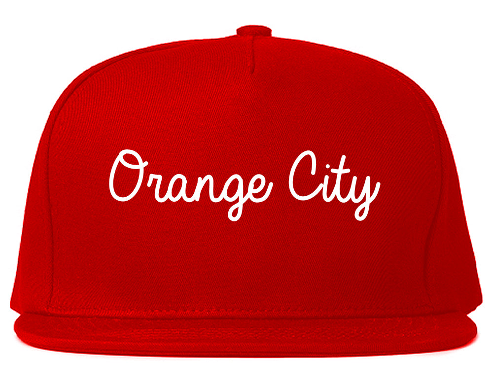 Orange City Florida FL Script Mens Snapback Hat Red