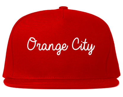 Orange City Florida FL Script Mens Snapback Hat Red