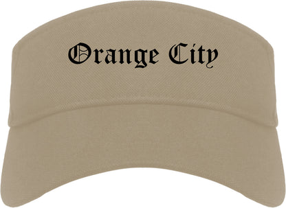Orange City Florida FL Old English Mens Visor Cap Hat Khaki