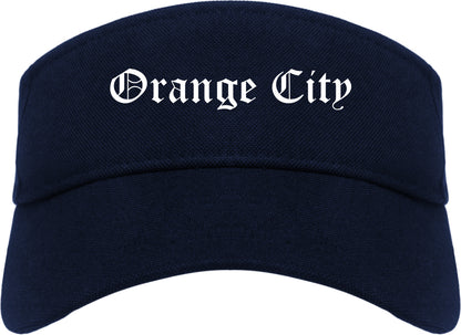 Orange City Florida FL Old English Mens Visor Cap Hat Navy Blue