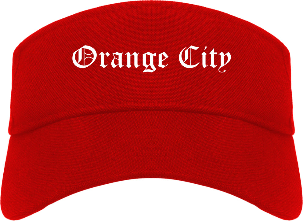 Orange City Florida FL Old English Mens Visor Cap Hat Red