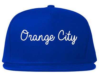 Orange City Iowa IA Script Mens Snapback Hat Royal Blue
