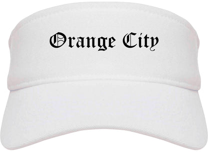 Orange City Iowa IA Old English Mens Visor Cap Hat White