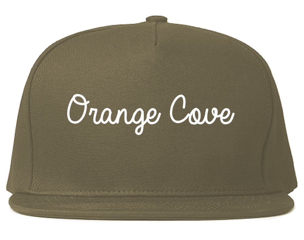 Orange Cove California CA Script Mens Snapback Hat Grey