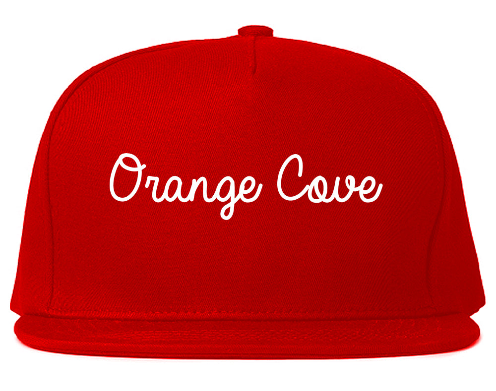 Orange Cove California CA Script Mens Snapback Hat Red