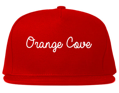 Orange Cove California CA Script Mens Snapback Hat Red