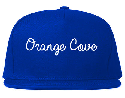 Orange Cove California CA Script Mens Snapback Hat Royal Blue