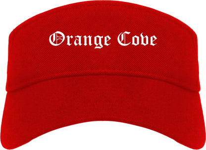 Orange Cove California CA Old English Mens Visor Cap Hat Red
