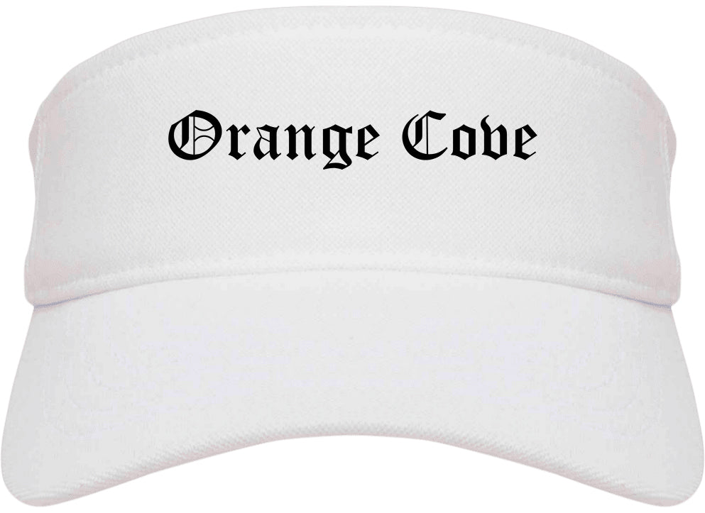 Orange Cove California CA Old English Mens Visor Cap Hat White