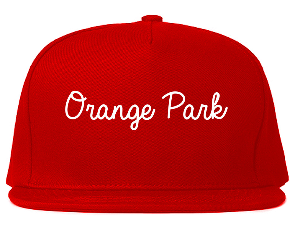 Orange Park Florida FL Script Mens Snapback Hat Red