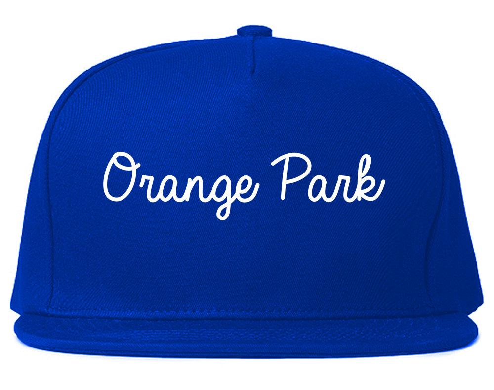 Orange Park Florida FL Script Mens Snapback Hat Royal Blue