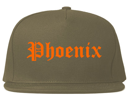 Orange Phoenix Old English Mens Snapback Hat Grey