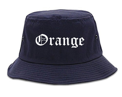 Orange Texas TX Old English Mens Bucket Hat Navy Blue