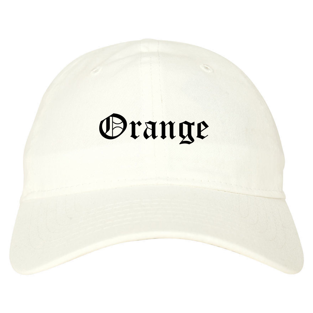 Orange Texas TX Old English Mens Dad Hat Baseball Cap White