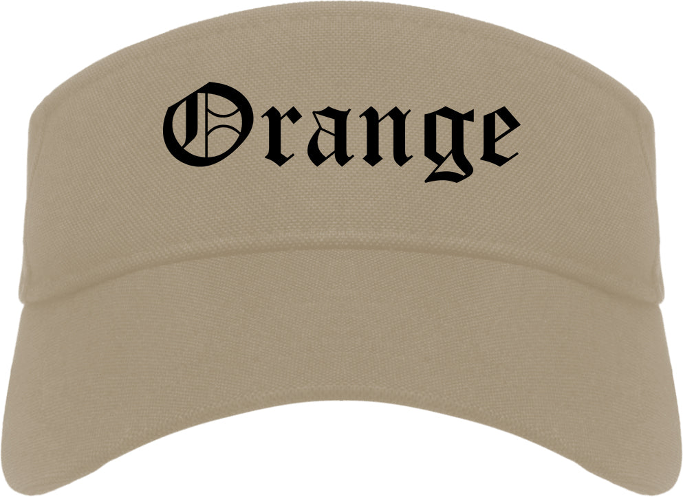 Orange Texas TX Old English Mens Visor Cap Hat Khaki