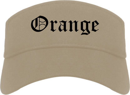 Orange Texas TX Old English Mens Visor Cap Hat Khaki