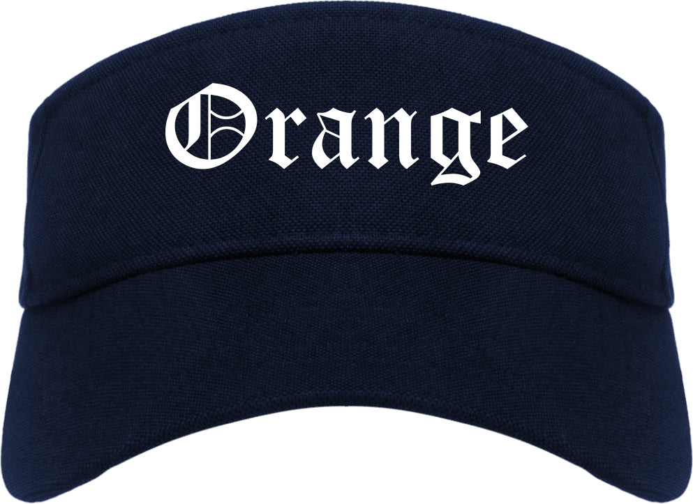 Orange Texas TX Old English Mens Visor Cap Hat Navy Blue