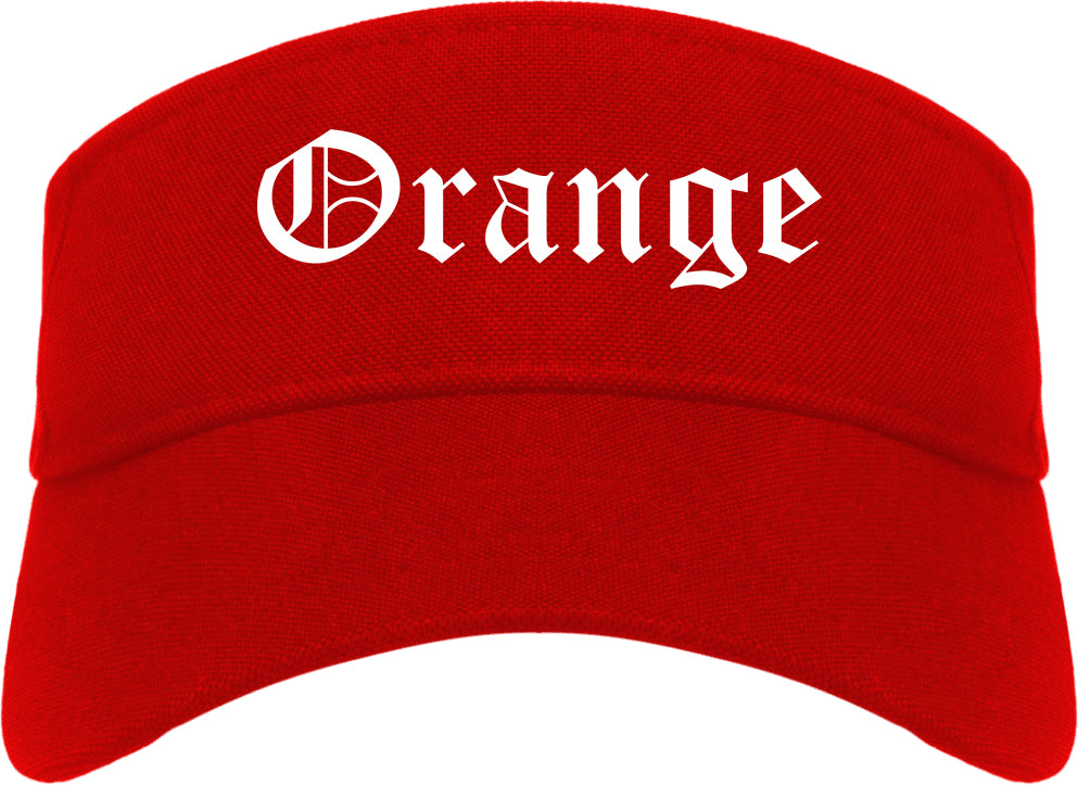 Orange Texas TX Old English Mens Visor Cap Hat Red