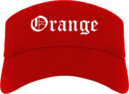 Orange Texas TX Old English Mens Visor Cap Hat Red